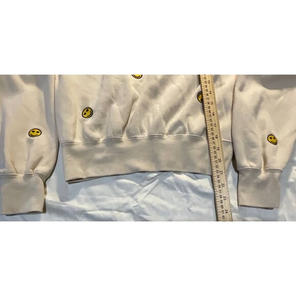 Reflex Sweatshirt Medium Beige Embroidered Smiley Crew Neck Pullover - Picture 5 of 6